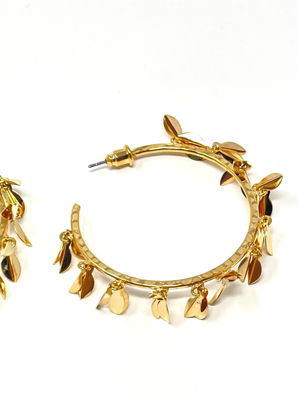 New Anthropologie Botanical Burst Gold Hoop Earrings - Picture 6 of 8
